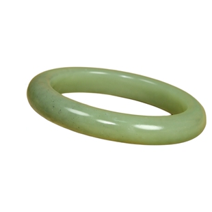 紫润轩新疆和田玉手镯且末料鸭蛋青60MM飘点墨哑光泥鳅背镯女神款