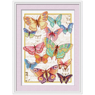 ks十字绣2026年新款蝴蝶客厅卧室挂画自己绣手工刺绣印布清晰蝶语