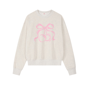 樱桃KIRSH 韩系印花套头卫衣2026春季新款宽松落肩圆领甜美上衣