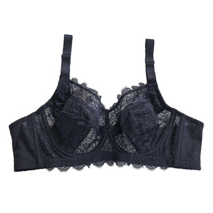 性感超薄款大码女士文胸软钢圈大胸显小胖mm透明蕾丝内衣缩胸胸罩