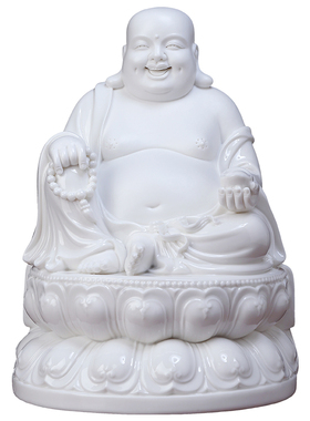 陶瓷弥勒佛坐像摆件家用客厅供奉