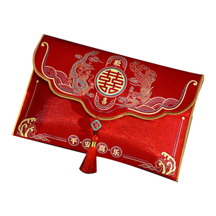 结婚红包布艺印花万元红包袋婚礼父母改口1万2万3万4万万里挑一