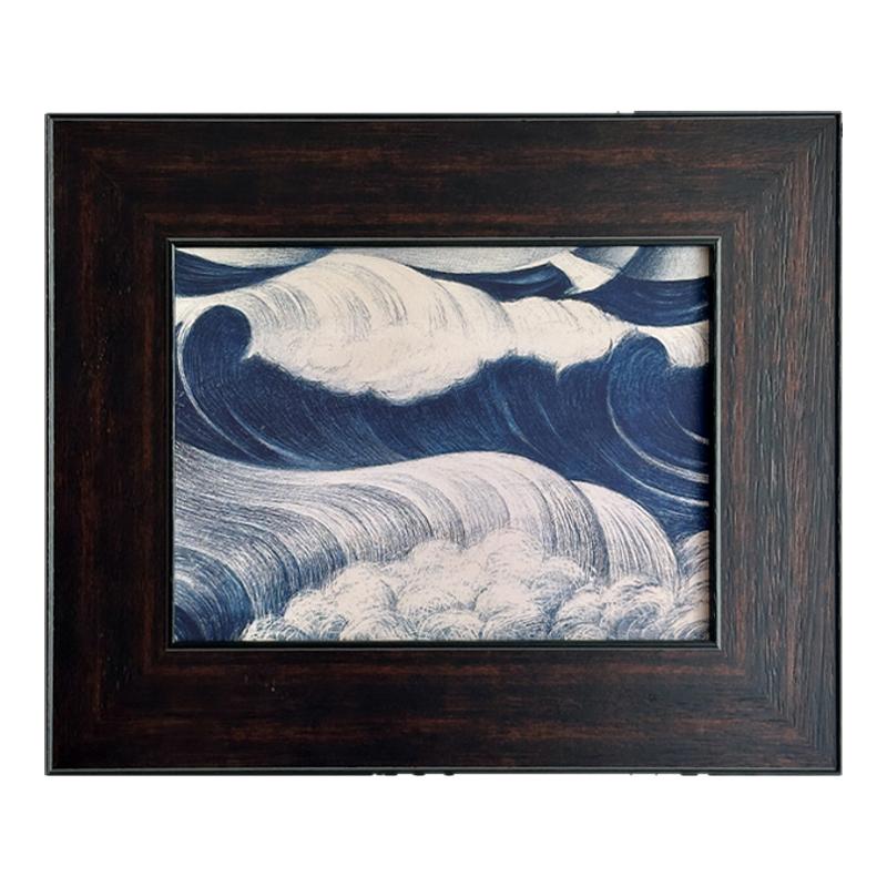 海浪中古氛围高级感卧室挂画