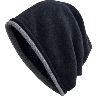 2025日系卷边纯羊毛堆堆帽女秋冬保暖护耳宽松毛线帽大头围套头帽