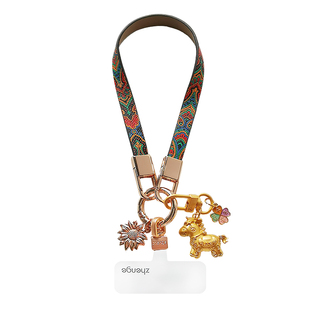 手机挂绳国风彩绘招财小马吊坠新款皮质手腕女士小众精致高级感户外旅游出行防丢摔电话套壳挂件绳子时尚新款