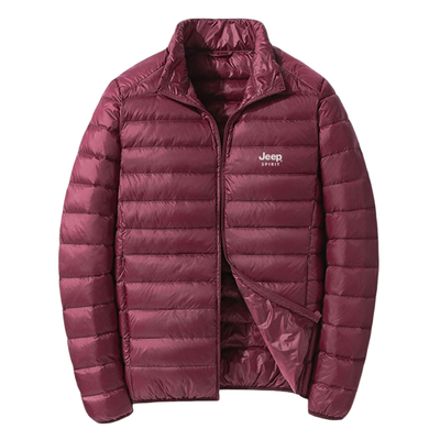 吉普轻薄短款羽绒服男士冬季爸爸