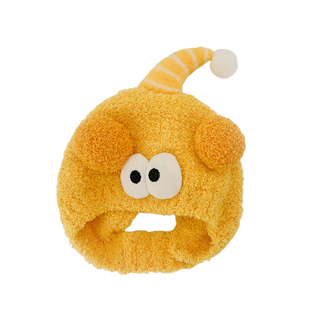 女童帽子春秋季搞怪卡通眼睛婴幼儿包头帽毛绒帽保暖男宝宝护耳帽