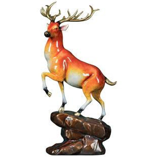 一鹿高升平步青云铜鹿摆件高端办公室摆件工艺品升职乔迁开业礼物