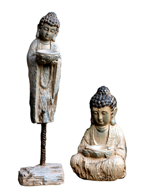 园艺禅意风瑜珈馆户外庭院佛像