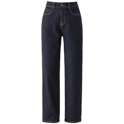 春四季窄版阔腿长裤高腰牛仔裤