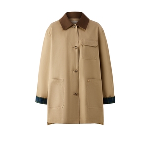 【无氟防水】Eland衣恋风衣女气质中长款单排扣外套2025冬季新款