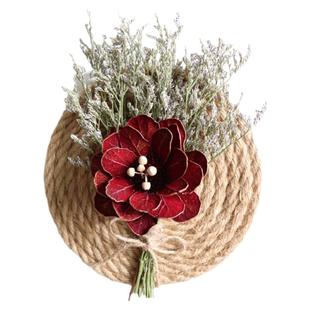 北欧风格家居玄关干花壁饰麻绳背景墙面装饰创意墙上花卉挂件壁挂