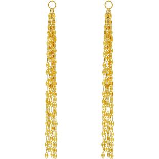 黛米珠宝 流星雨 18K金流苏长耳线 嘴唇链多用款百搭耳坠素金耳环