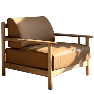 HITCHCOCK Paddle Sofa/船桨沙发实木真皮单人沙发休闲椅北欧日式