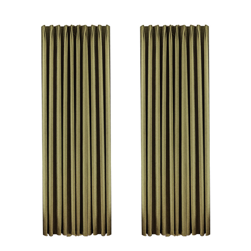 雪尼尔遮光窗帘布2025新款中古风客厅法式复古橄榄绿色卧室罗马杆