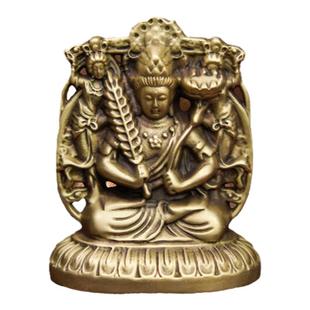 全铜虚空藏菩萨摆件双面佛像属牛虎生肖本命佛客厅禅意汽车装饰品