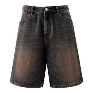 BJHG不计后果美式牛仔短裤男款夏季潮牌复古高街痞帅宽松五分裤子