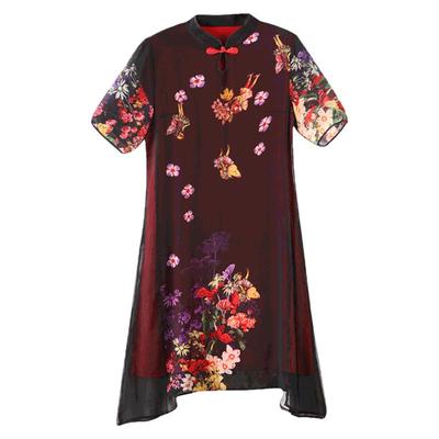 连衣裙加肥加大码遮肚子胖妈妈装