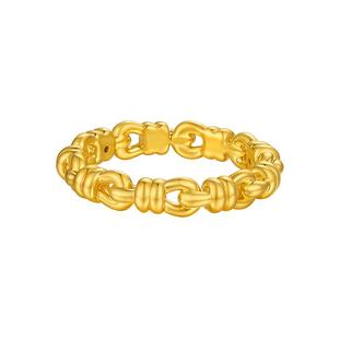 TSL谢瑞麟黄金戒指5D硬金工艺足金链条指环女士新品XR269