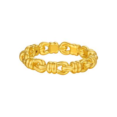 TSL谢瑞麟黄金戒指5D硬金工艺足金链条指环女士新品XR269