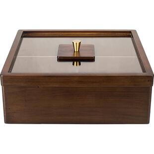 摩登主妇果盘客厅茶几家用糖果零食坚果干果收纳盒木质分格水果盘