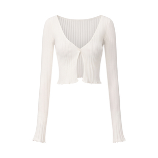 NanaJacqueline春季新款宝石扣抹胸开衫女高级感柔软亲肤天丝套装