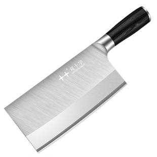 双十字菜刀锻打复合钢家用切片刀锋利切菜切肉刀中式厨房刀具木柄