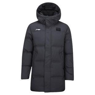 李宁羽绒服男款中长款2025冬季国标白鸭绒旗帜运动连帽服保暖棉服