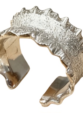 波纹通体s925时髦复古小众设计感