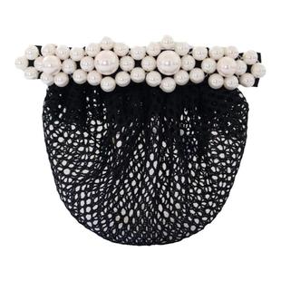 头花女 珍珠发夹空姐护士银行盘发酒店餐厅工作人员发网网兜发饰