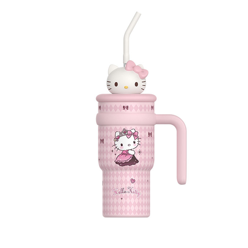 HelloKitty粉色联名保温杯女生高颜值可爱卡通吸管杯学生水杯礼物