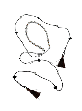 atmshop新中式高级珠串流苏编织长项链小众设计森系叠戴毛衣链