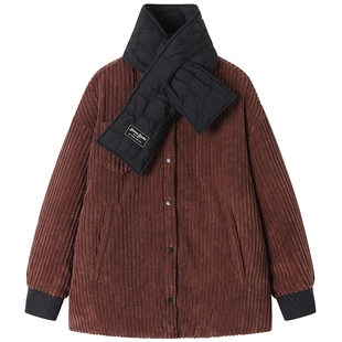 【刘些宁同款】ANDREA MARTIN冬新款正反两穿灯芯绒棉服外套