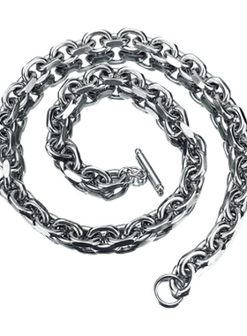 POYO钛钢OT扣磨边扁链嘻哈男项链