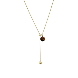 美拉德虎眼石长款毛衣链女款秋冬轻奢高级感挂脖抽拉项链装饰配饰