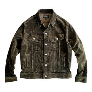 西里布咔叽美式复古灯芯绒工装夹克衫拔染水洗做旧条绒外套非rrl