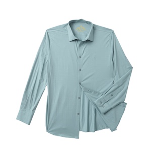 欧定头等舱弹力长袖衬衫男士竹林池畔绿色免烫抗皱高端桑蚕丝衬衣