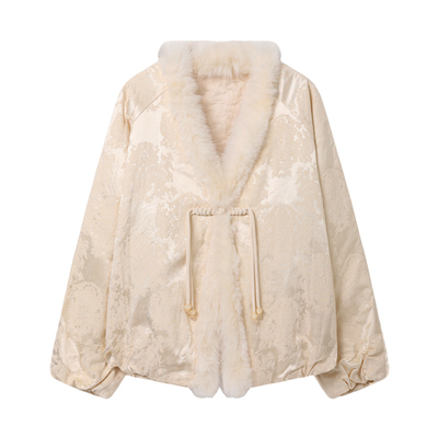 西町村屋新中式外套女装2025冬新款国风设计感毛领上衣XEAD10902