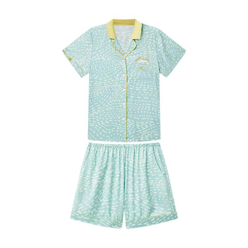 【女士】U+EMXEE嫚熙2022新款不规则波点冰雪丝家居服仿真丝睡衣