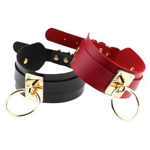 欧美夸张性感PU皮单圆环项圈脖套街拍夜店狂野O形项链choker颈链