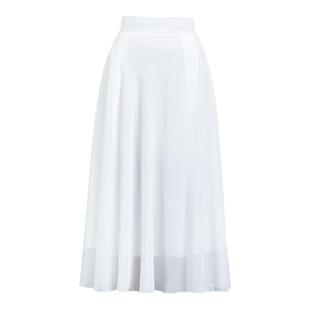 夏季新款纯色白色雪纺纱半身裙女中长款高腰大码显瘦大摆A字舞裙