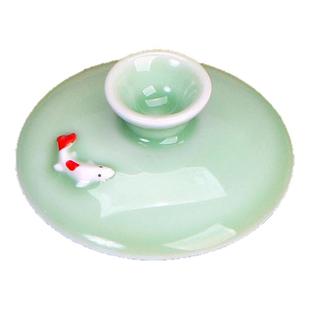 羊脂玉盖子白瓷青瓷描金盖碗悬停单盖子三才碗茶碗茶杯配盖陶瓷