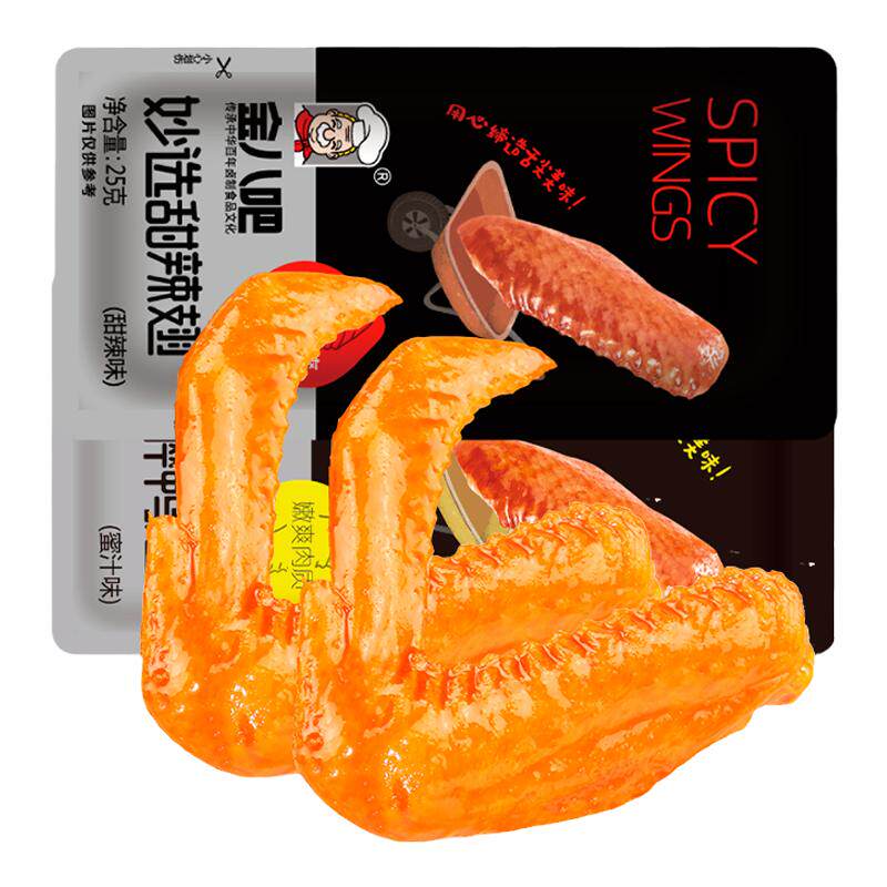 金八吧28g香辣鸭翅休闲零食小吃蜜汁卤味鸭翅膀袋熟食真空小包装