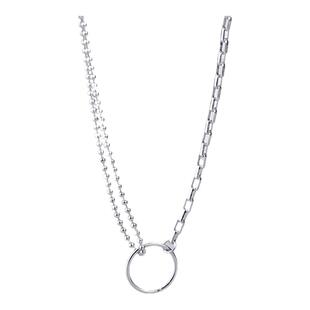925纯银圆环不对称项链女ins小众设计感夏季简约冷淡风锁骨链吊坠