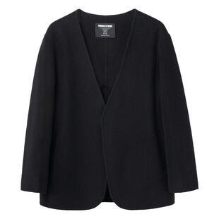 【无领设计】吉约蒙短款纯羊毛大衣男冬季黑色休闲双面呢毛呢外套