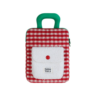 梵花不语新款毛呢格子平板保护收纳包毛呢手提防震11英寸iPad包包