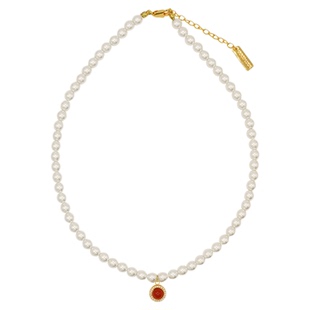 「心意锁」天然红玛瑙施家珍珠项链轻奢女颈链首饰新年设计款套装