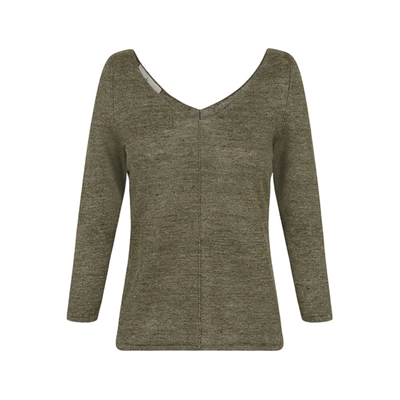 CortanaV领亚麻针织毛衣亚麻