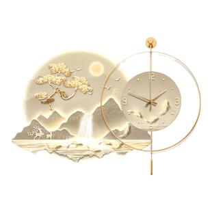 现代轻奢餐厅装饰画带钟表2026新款客厅背景墙挂画高级感餐桌壁画