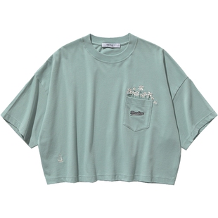 【明星同款】nautica白帆 日系中性趣味印花女式短袖T恤潮42TW60